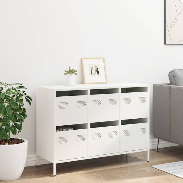 vidaXL Sideboard Wei&szlig; 101,5x39x73,5 cm Kaltgewalzter Stahl
