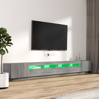 vidaXL 3-tlg. TV-Schrank-Set LED-Leuchten Grau Sonoma Holzwerkstoff