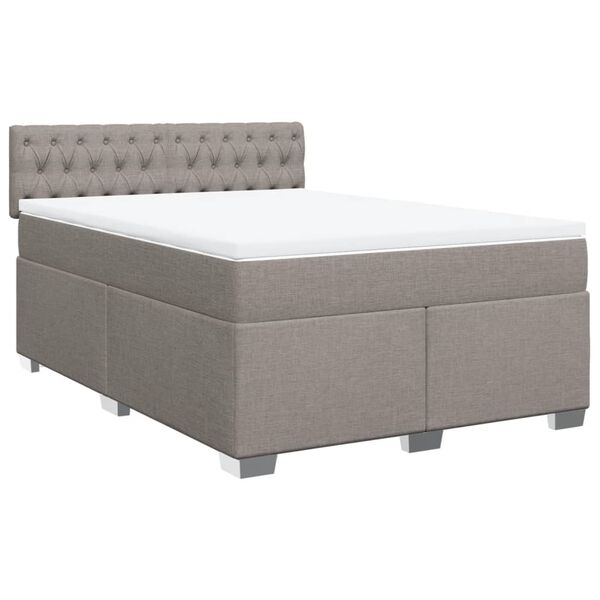 vidaXL Boxspringbett mit Matratze Taupe 140x200 cm Stoff