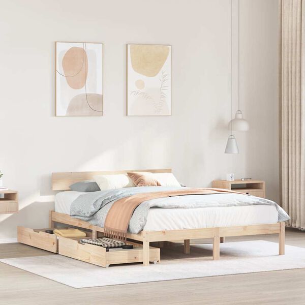 vidaXL Massivholzbett ohne Matratze 140x190 cm Kiefernholz