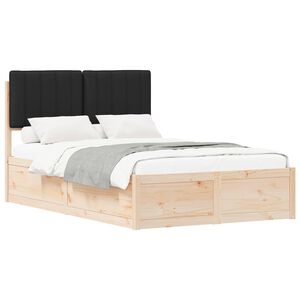 vidaXL Bettgestell mit gepolstertem Kopfteil Schwarz 120 x 190 cm