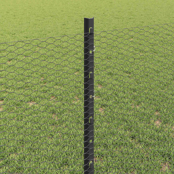 vidaXL Zaun mit Pfosten Grau 0,8 x 10 m Stahl und PVC