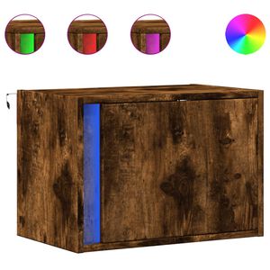 vidaXL Wand-Nachttisch mit LED-Leuchten R&auml;uchereiche