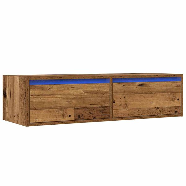 vidaXL TV-Schrank mit LED-Leuchten Altholz-Optik 100x35,5x25 cm
