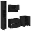 vidaXL Badezimmerm&ouml;bel-Set mit T&uuml;r 4 pcs Schwarz Sperrholz und Metall