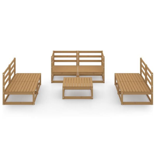 vidaXL 7-tlg. Garten-Lounge-Set Honigbraun Massivholz Kiefer