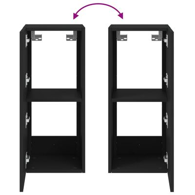 vidaXL TV-Wandschrank mit LED-Leuchten Schwarz 30,5x35x70 cm