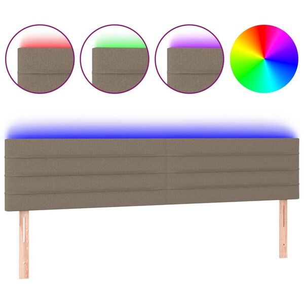 vidaXL LED Kopfteil Taupe 180x5x78/88 cm Stoff
