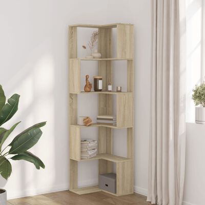 vidaXL Eck-Bücherregal 5 Böden Sonoma-Eiche 50x50x179 cm Holzwerkstoff