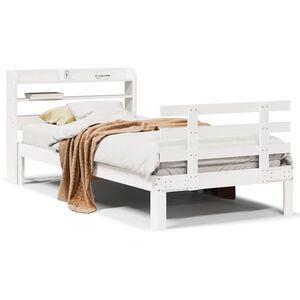 vidaXL Bettgestell mit Kopfteil ohne Matratze Wei&szlig; 90x200 cm