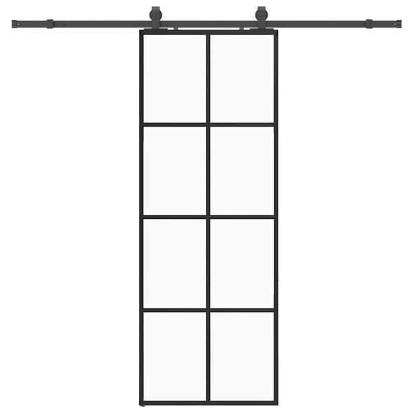vidaXL Schiebet&uuml;r mit Beschlag Schwarz 76x205 cm ESG-Glas