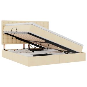 vidaXL Bett mit Stauraum und LED mit LED Creme 180 x 200 cm Polyester