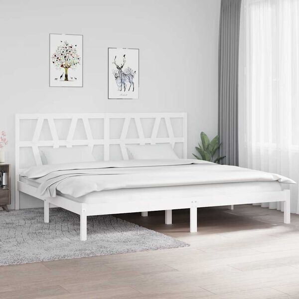 vidaXL Massivholzbett Wei&szlig; Kiefer 200x200 cm