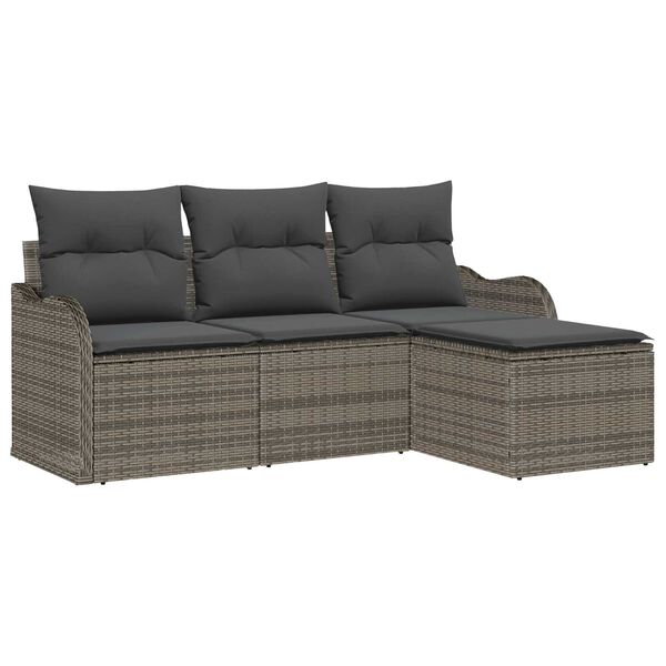 vidaXL Gartensofa-set mit Speicher 4 pcs Grau Poly-Rattan
