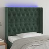 vidaXL LED Kopfteil Dunkelgr&uuml;n 93x16x118/128 cm Samt