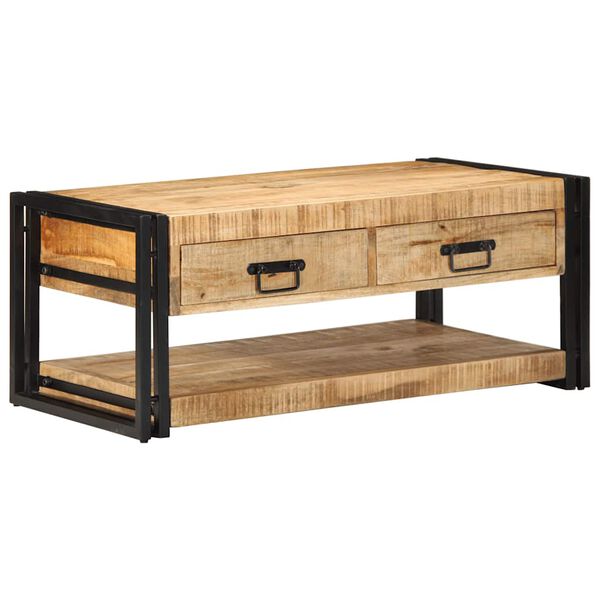 vidaXL Couchtisch 90x50x38 cm Raues Massivholz Mango