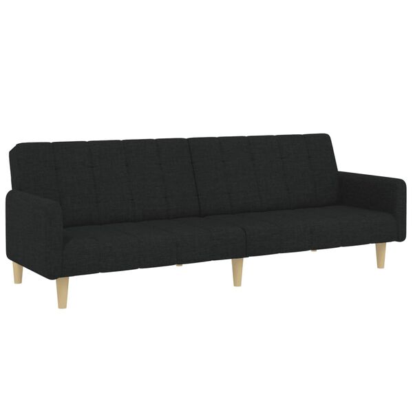 vidaXL Schlafsofa 2-Sitzer mit Fu&szlig;hocker Schwarz Stoff