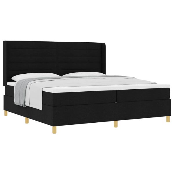 vidaXL Boxspringbett mit Matratze Schwarz 200 x 200 cm Stoff