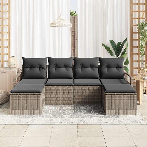 vidaXL Sofa Set 6 pcs Grau Poly-Rattan