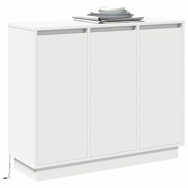 vidaXL LED-Sideboard mit Regal Weiß 90 x 32 x 75 cm Holzwerkstoff