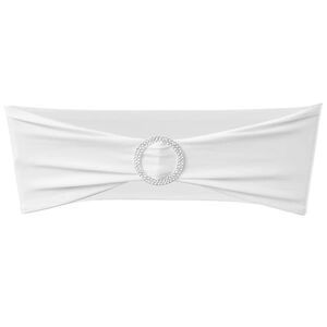 vidaXL 25 x Stuhlschleifen Stretch Schleifenb&auml;nder + Diamant Schnalle wei&szlig;