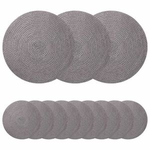vidaXL Jute-Untersetzer 12 pcs Grau &Oslash; 30 cm 100% Tossa-Jute