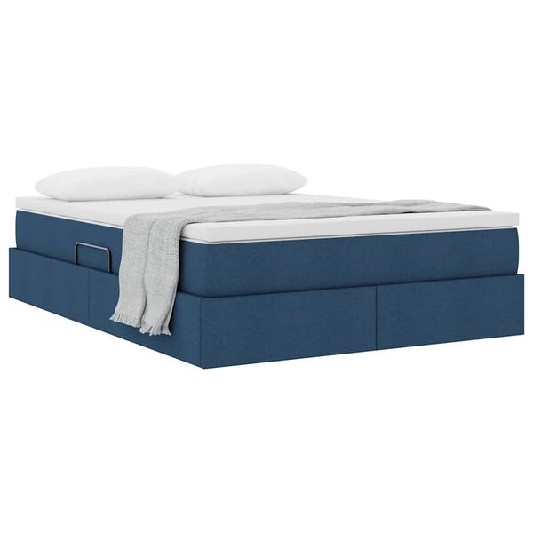 vidaXL Aufbewahrungsbett mit Matratze Blau 140 x 190 cm Polyester