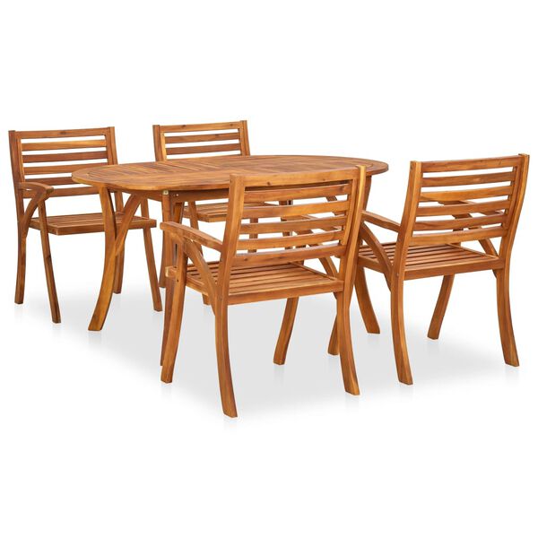 vidaXL 5-teiliges Garten-Ess-Set 150 x 90 cm Massivholz Akazie