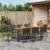 vidaXL Garten Essgruppe 9 pcs Schwarz Poly-Rattan