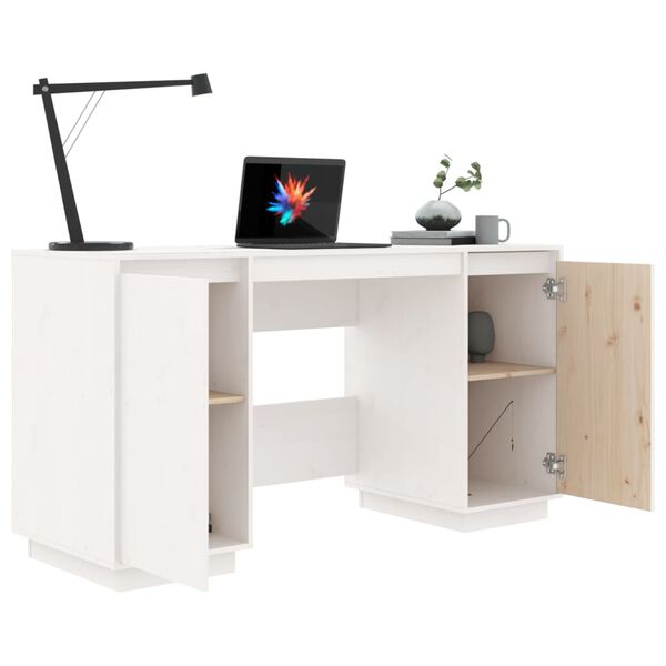 vidaXL Schreibtisch Wei&szlig; 140x50x75 cm Massivholz Kiefer