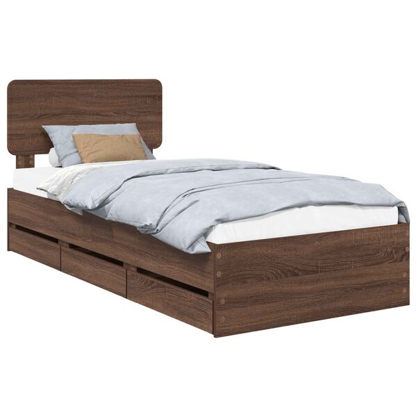 vidaXL Bettrahmen Braun Eichen-Optik 100 x 200 cm Holzwerkstoff