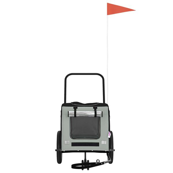 vidaXL Fahrradanhänger für Haustiere Grau und Schwarz 125 x 53 x 54 cm
