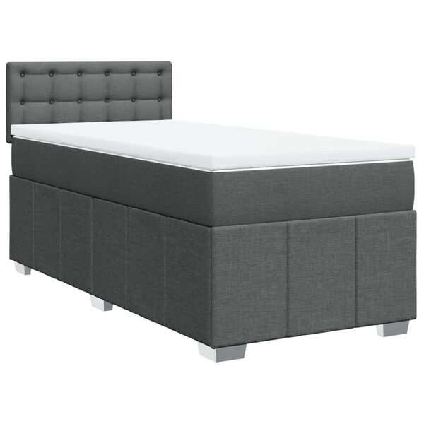 vidaXL Boxspringbett mit Matratze Dunkelgrau 90x200 cm Stoff