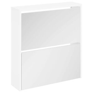 vidaXL Schuhschrank mit 2 F&auml;chern Spiegel Wei&szlig; 63x17x67 cm