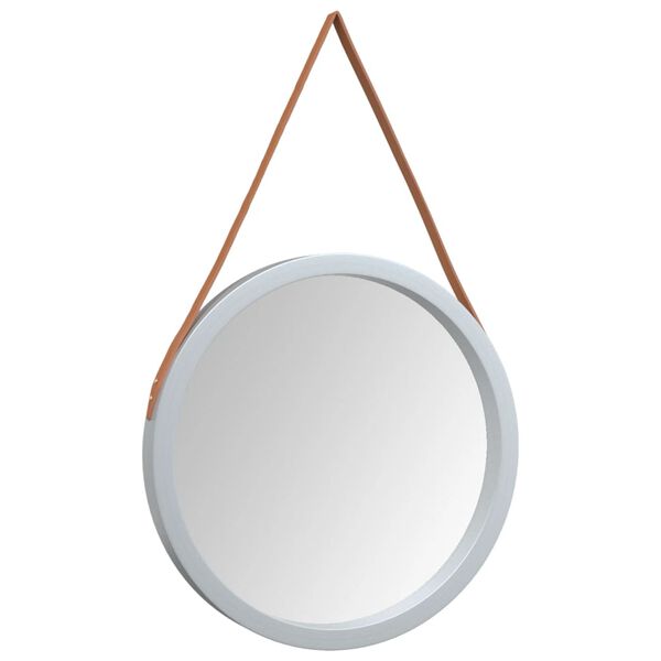 vidaXL Wandspiegel mit Riemen Silbern &Oslash; 55 cm