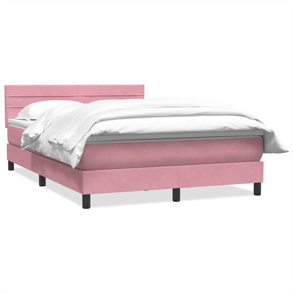 vidaXL Boxspringbett mit Matratze Rosa 160x210 cm Samt
