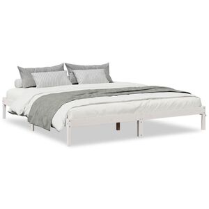 vidaXL Massivholzbett Extra Lang ohne Matratze Wei&szlig; 180x210 Kieferholz