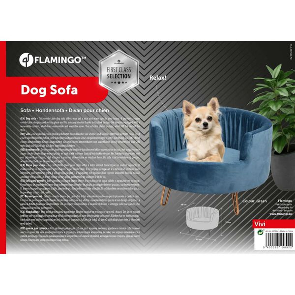 FLAMINGO Hundesofa VI Petrolblau 48x48x33 cm