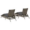 vidaXL Sonnenliegen 2 Stk. mit Tisch Grau Poly Rattan