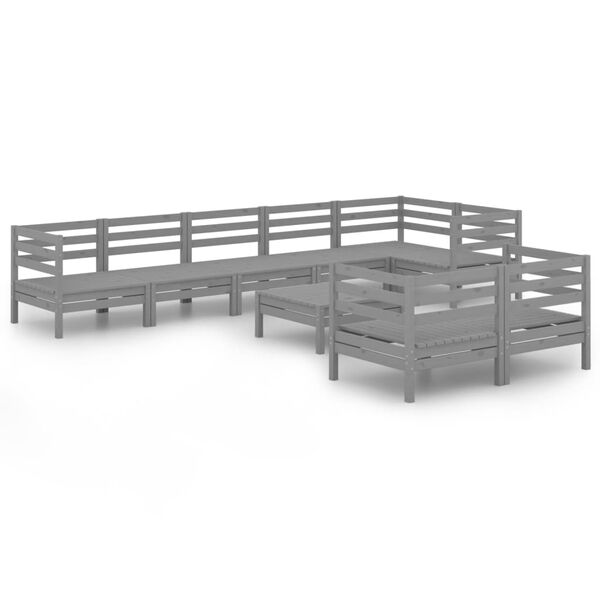 vidaXL 9-tlg. Garten-Lounge-Set Massivholz Kiefer Grau