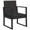 vidaXL 3-tlg. Garten-Lounge-Set mit Kissen Schwarz Poly Rattan