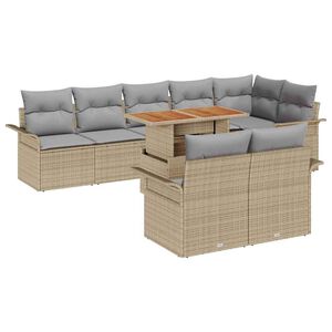 vidaXL Garten-Sofa-Set mit Speicher 9 pcs Beige Poly Rattan