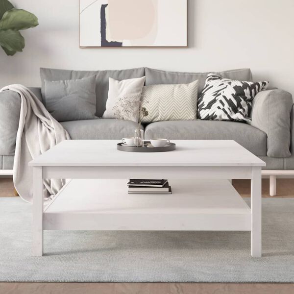 vidaXL Couchtisch Wei&szlig; 100x100x40 cm Massivholz Kiefer