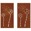 vidaXL 2-tlg. Garten-Wanddeko 105x55 cm Cortenstahl Blumen-Design