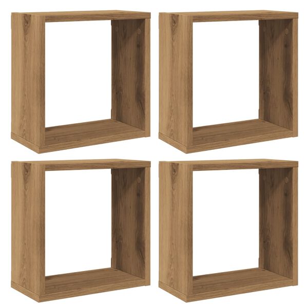 vidaXL W&uuml;rfel-Wandregale 4 Stk. Artisan-Eiche 30x15x30 Holzwerkstoff