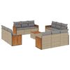 vidaXL 13-tlg. Garten-Sofagarnitur mit Kissen Beige Poly Rattan