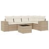 vidaXL 6-tlg. Garten-Sofagarnitur mit Kissen Beige Poly Rattan