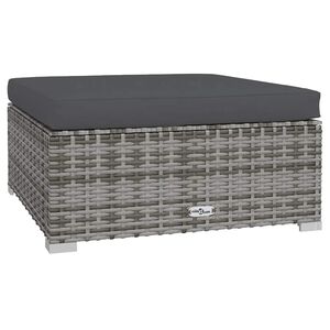 vidaXL Garten-Fu&szlig;hocker mit Kissen Grau 70x70x30 cm Poly Rattan