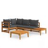 vidaXL 4-tlg. Garten-Lounge-Set mit Dunkelgrauen Kissen Akazienholz