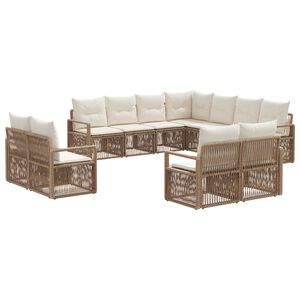 vidaXL Gartensofa-set 11 Stk. Beige Poly-Rattan